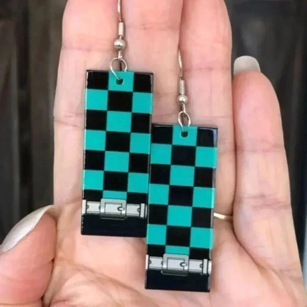 Retro Pop Asian Anime Style Rectangle Resin Earrings 1 NWT